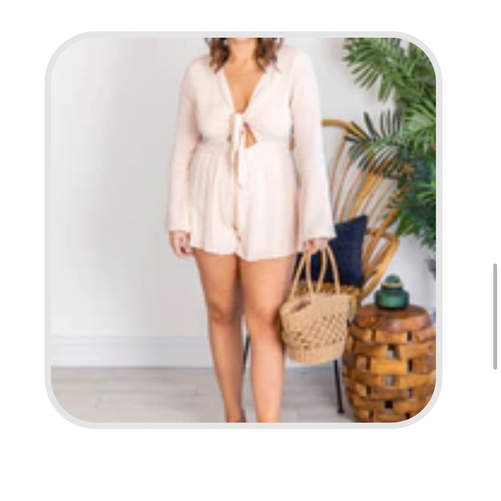 Pink lily tie front romper
